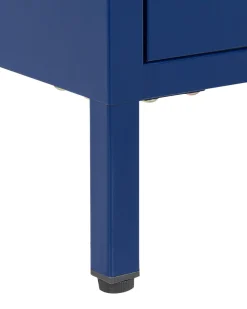 Mesa De Cabeceira Com 2 Gavetas Em Metal Azul Marinho Kylea