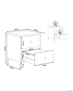 Mesa De Cabeceira Com 2 Gavetas Em Metal Azul Marinho Kylea