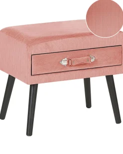 Mesa De Cabeceira Com 1 Gaveta Em Bombazine Rosa Eurostar