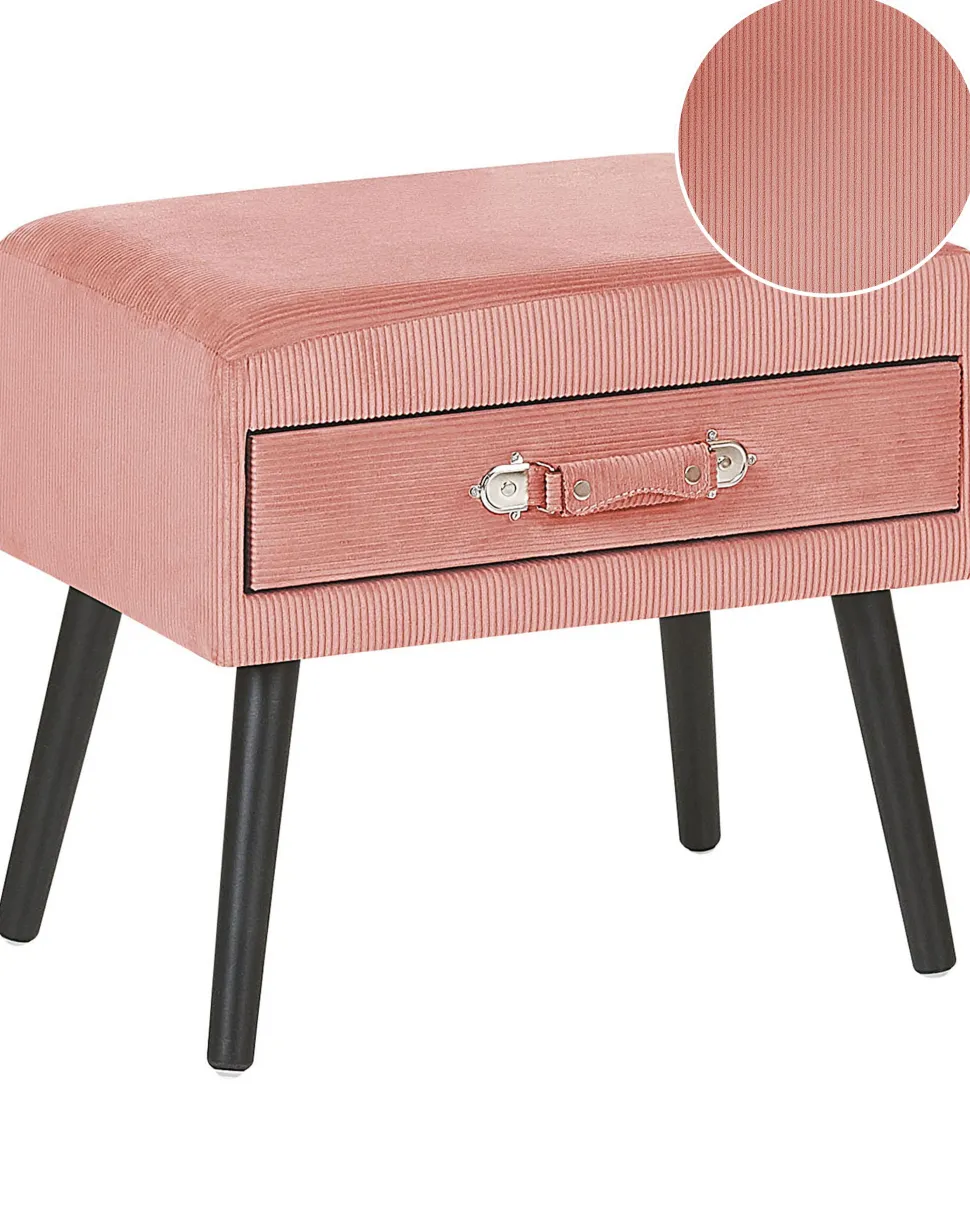 Mesa De Cabeceira Com 1 Gaveta Em Bombazine Rosa Eurostar