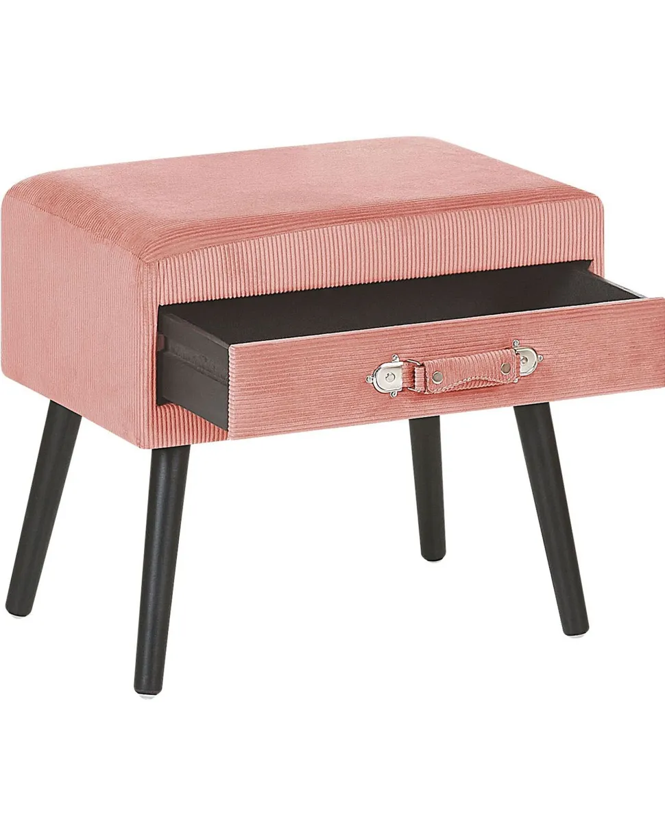 Mesa De Cabeceira Com 1 Gaveta Em Bombazine Rosa Eurostar