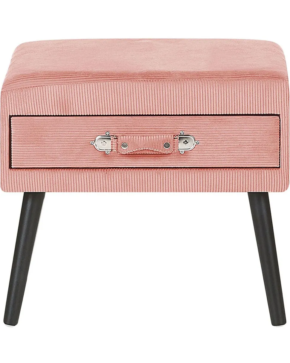 Mesa De Cabeceira Com 1 Gaveta Em Bombazine Rosa Eurostar