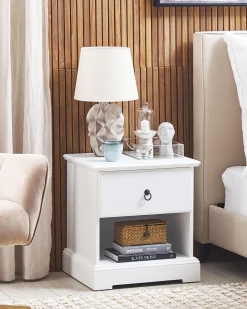 Mesa De Cabeceira Com 1 Gaveta Branca Gilbert