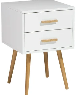 Mesa De Cabeceira Com 2 Gavetas Branca Alabama