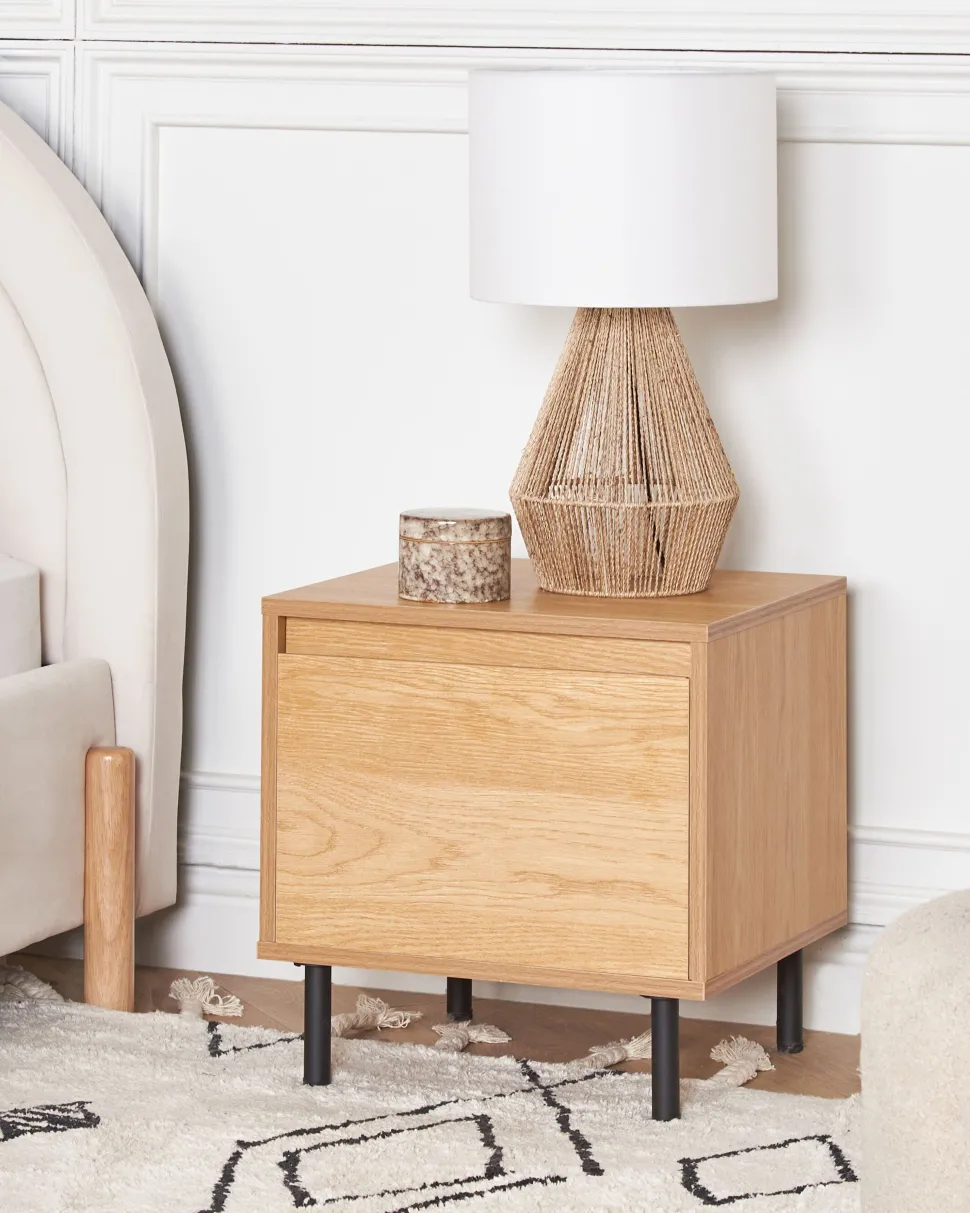 Mesa De Cabeceira Com 1 Gaveta Cor De Madeira Clara Nikea