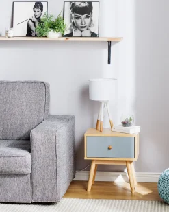 Mesa De Cabeceira Com 1 Gaveta Em Madeira Clara Arvada