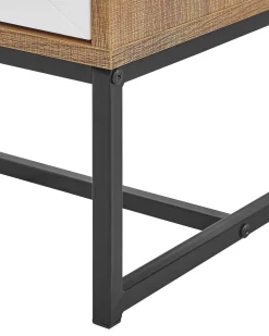 Mesa De Cabeceira Com 2 Gavetas Em Madeira Clara E Branco Nueva