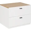 Mesa De Cabeceira Com 2 Gavetas Branca E Cor De Madeira Clara Edison