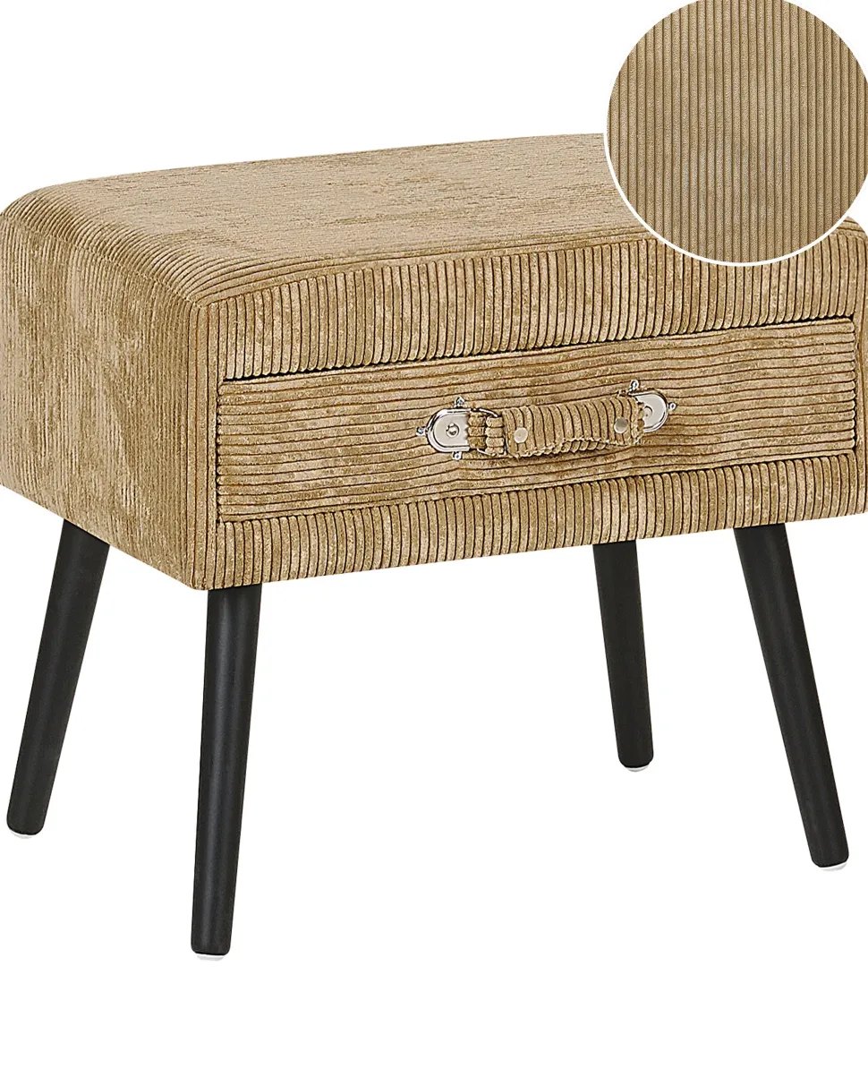 Mesa De Cabeceira Com 1 Gaveta Em Bombazine Creme Eurostar