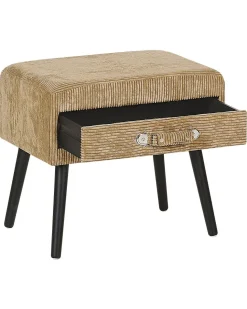 Mesa De Cabeceira Com 1 Gaveta Em Bombazine Creme Eurostar