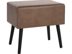 Mesa De Cabeceira Com 1 Gaveta Em Pele Sintetica Castanha Eurostar