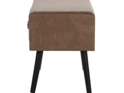 Mesa De Cabeceira Com 1 Gaveta Em Pele Sintetica Castanha Eurostar