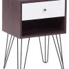 Mesa De Cabeceira Com 1 Gaveta Em Madeira Escura E Branco Arvin