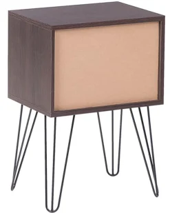 Mesa De Cabeceira Com 1 Gaveta Em Madeira Escura E Branco Arvin