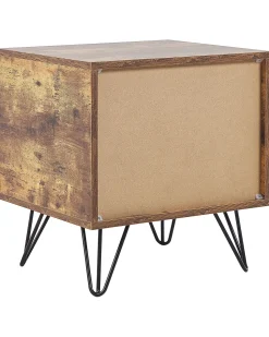 Mesa De Cabeceira Com 2 Gavetas Em Madeira Escura E Preto Arkan