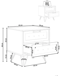 Mesa De Cabeceira Com 2 Gavetas Em Madeira Escura E Preto Arkan