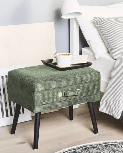 Mesa De Cabeceira Com 1 Gaveta Em Bombazine Verde Eurostar