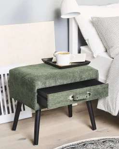 Mesa De Cabeceira Com 1 Gaveta Em Bombazine Verde Eurostar