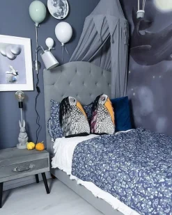 Mesa De Cabeceira Com 1 Gaveta Em Veludo Cinzento Eurostar