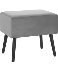 Mesa De Cabeceira Com 1 Gaveta Em Veludo Cinzento Eurostar