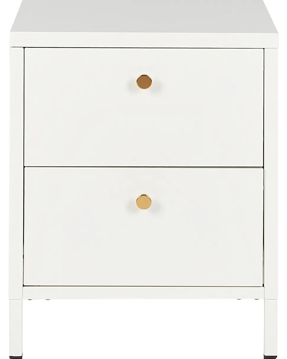 Mesa De Cabeceira Com 2 Gavetas Em Metal Branco Kylea
