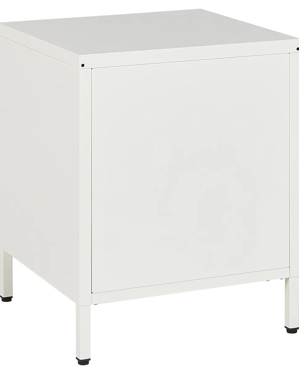 Mesa De Cabeceira Com 2 Gavetas Em Metal Branco Kylea