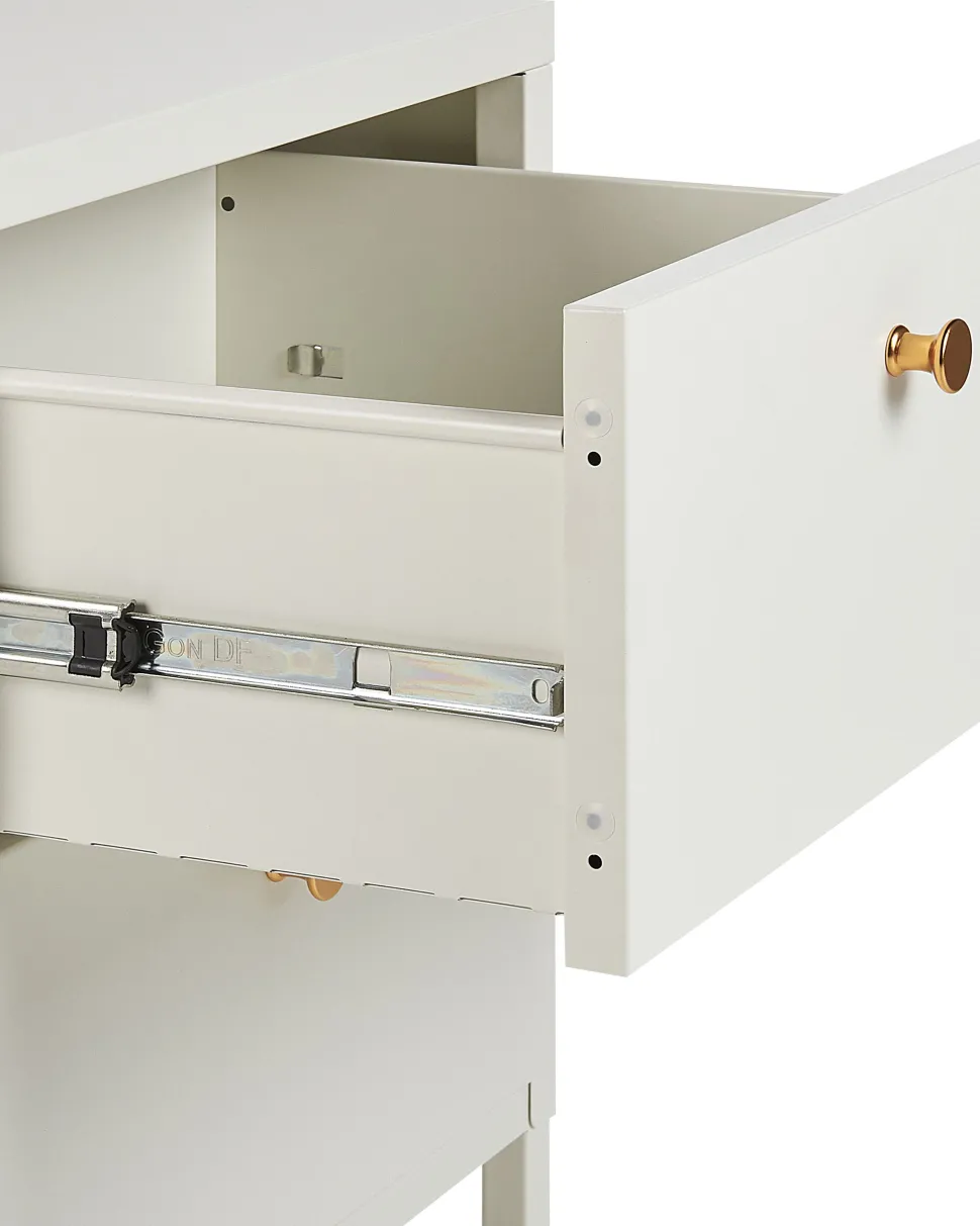 Mesa De Cabeceira Com 2 Gavetas Em Metal Branco Kylea