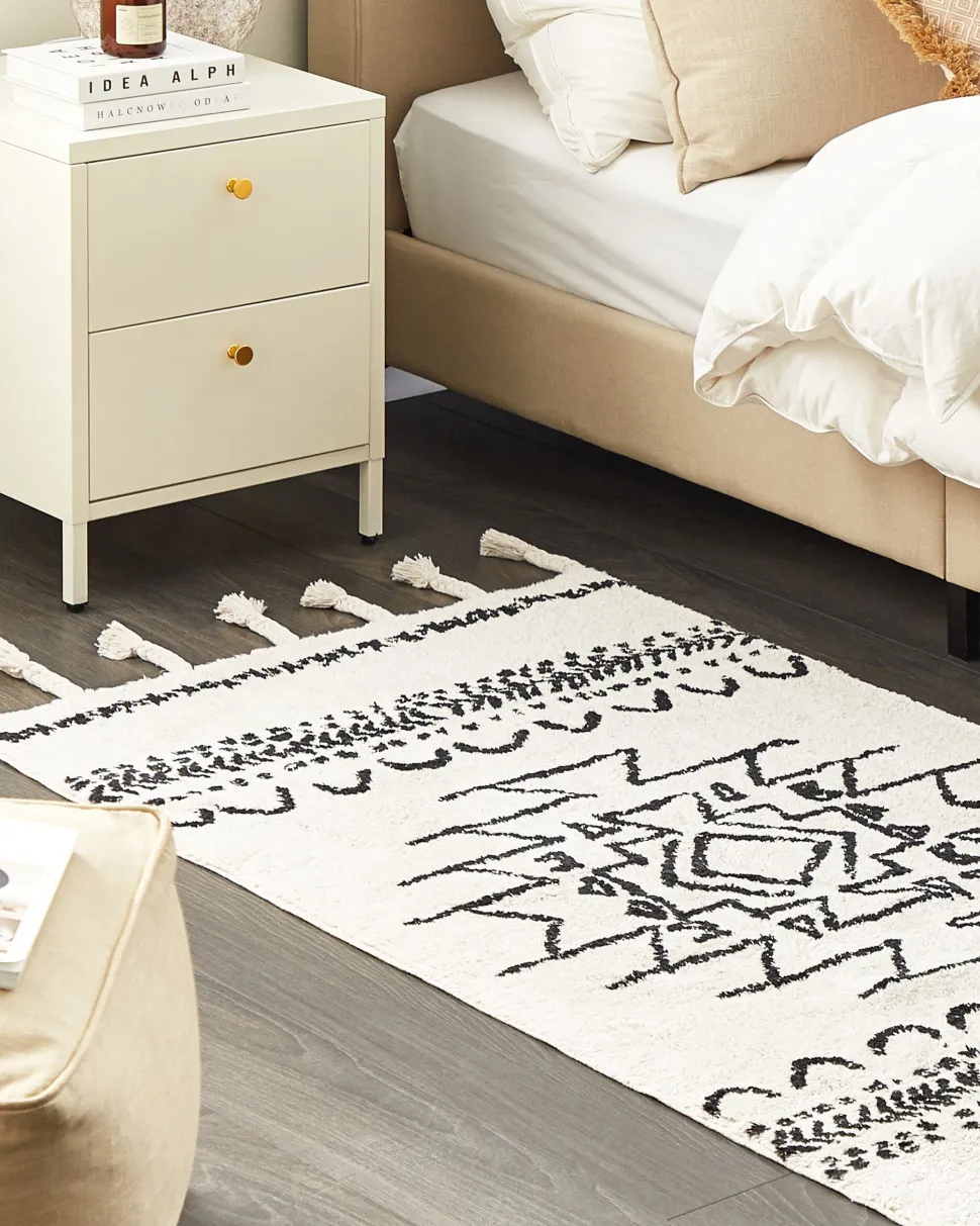 Mesa De Cabeceira Com 2 Gavetas Em Metal Branco Kylea