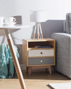 Mesa De Cabeceira Com 2 Gavetas Em Madeira Clara Fargo