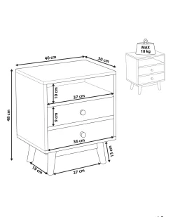 Mesa De Cabeceira Com 2 Gavetas Em Madeira Clara Fargo