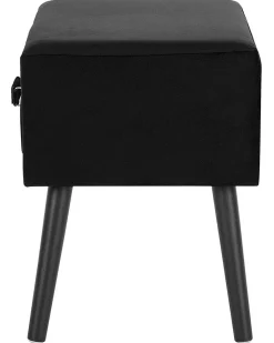 Mesa De Cabeceira Com 1 Gaveta Em Veludo Preta Eurostar