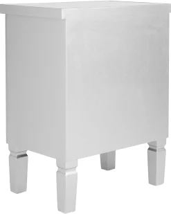 Mesa De Cabeceira Com 2 Gavetas Em Efeito Espelhado Prateado Tigy