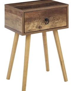 Mesa De Cabeceira Com 1 Gaveta Em Madeira Escura Batley