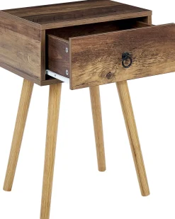 Mesa De Cabeceira Com 1 Gaveta Em Madeira Escura Batley