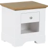Mesa De Cabeceira Com 1 Gaveta Branca E Cor De Madeira Clara Winglay