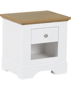 Mesa De Cabeceira Com 1 Gaveta Branca E Cor De Madeira Clara Winglay