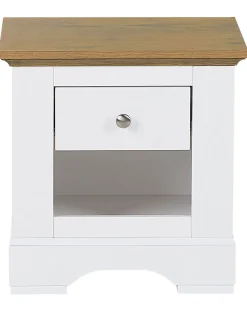 Mesa De Cabeceira Com 1 Gaveta Branca E Cor De Madeira Clara Winglay