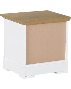 Mesa De Cabeceira Com 1 Gaveta Branca E Cor De Madeira Clara Winglay