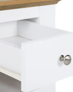 Mesa De Cabeceira Com 1 Gaveta Branca E Cor De Madeira Clara Winglay