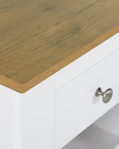 Mesa De Cabeceira Com 1 Gaveta Branca E Cor De Madeira Clara Winglay