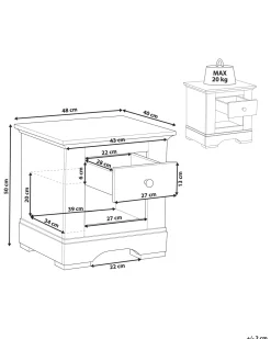 Mesa De Cabeceira Com 1 Gaveta Branca E Cor De Madeira Clara Winglay