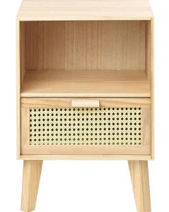 Mesa De Cabeceira Com 1 Gaveta Em Rattan Cor De Madeira Clara Seney