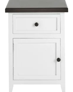 Mesa De Cabeceira Com 1 Gaveta E 1 Porta Branca E Castanha Layola