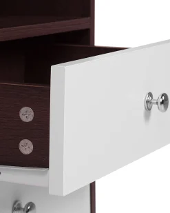 Mesa De Cabeceira Com 2 Gavetas Em Madeira Escura E Branco Arvin