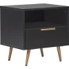 Mesa De Cabeceira Com 1 Gaveta Preta Indio