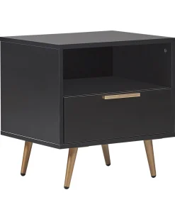 Mesa De Cabeceira Com 1 Gaveta Preta Indio