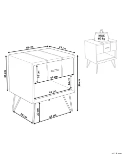 Mesa De Cabeceira Com 1 Gaveta Em Pele Sintetica Creme Betin