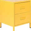 Mesa De Cabeceira Com 2 Gavetas Em Metal Amarelo Malavi