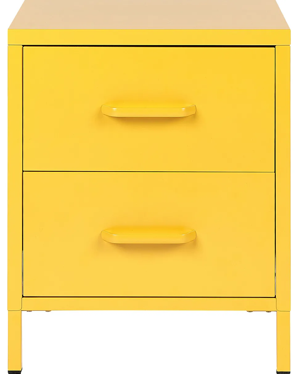 Mesa De Cabeceira Com 2 Gavetas Em Metal Amarelo Malavi