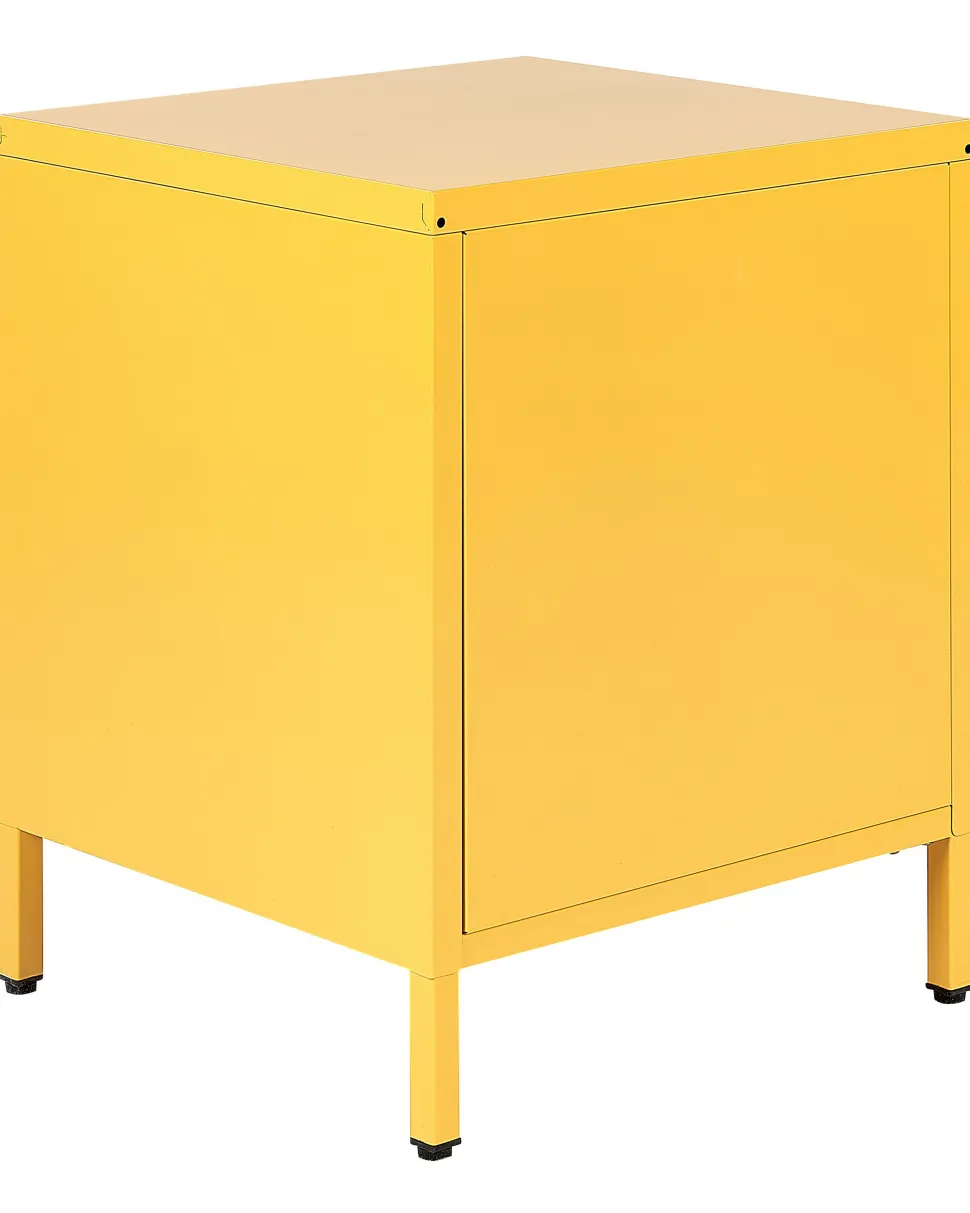Mesa De Cabeceira Com 2 Gavetas Em Metal Amarelo Malavi